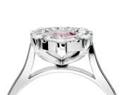 Single Halo Engagement Ring Setting for Fancy Pink Pear-Shaped Center with Corner Claws, Plain Band and Prong Head in Platinum