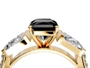 Channel-Set Engagement Ring Setting for Fancy Black Radiant Cut Center with Baguette Band and Prong Head in Yellow Gold