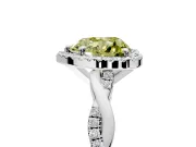 Halo Engagement Ring Setting for Fancy Yellow Heart-Shaped Center with Pave and Plain Twist Band and Prong Head in Sterling Silver