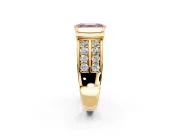 Bezel Engagement Ring Setting for Fancy Pink Emerald Cut Center with Wide Channel-Set Band and Bezel Head in Yellow Gold
