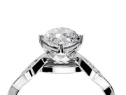 Solitaire Engagement Ring Setting for Marquise Center with Accented Twist Band and Leaf Prong Head in White Gold