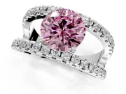 Solitaire Engagement Ring Setting for Fancy Pink Round Cut Center with Wide-Open Split Shank and Prong Head in Sterling Silver