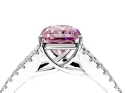 Solitaire Engagement Ring Setting for Fancy Pink Radiant Cut Center with Pave Split Shank and Prong Head in Platinum