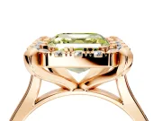Single Halo Engagement Ring Setting for Fancy Yellow Asscher Cut Center with Corner Claws, Plain Band and Prong Head in Rose Gold