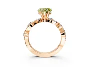 Solitaire Engagement Ring Setting for Fancy Yellow Heart-Shaped Center with Bar-Station Pave Twist and Prong Head in Rose Gold