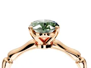 Solitaire Engagement Ring Setting for Fancy Green Oval Center with Bamboo Band and Prong Head in Rose Gold