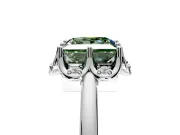 Floral Frame Engagement Ring Setting for Fancy Green Princess Cut Center with Accent Clusters and Prong Head in Sterling Silver