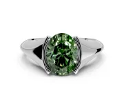 Tension Engagement Ring Setting for Fancy Green Oval Center with Wide Tapered Band and Tension Head in Platinum