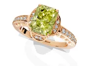 Floral Engagement Ring Setting for Fancy Yellow Radiant Cut Center with Four Accent Clusters and Prong Head in Rose Gold