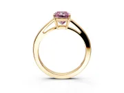 Solitaire Engagement Ring Setting for Fancy Pink Radiant Cut Center with Open Cathedral Shoulders and Prong Head in Yellow Gold