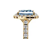 Halo Engagement Ring Setting for Fancy Blue Princess Cut Center with Raised Halo, Pave Band and Prong Head in Yellow Gold