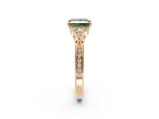 Cluster Engagement Ring Setting for Fancy Green Princess Cut Center with Bezel Accent Clusters and Prong Head in Rose Gold