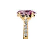 Solitaire Engagement Ring Setting for Fancy Pink Oval Center with Channel Accents and Prong Head in Yellow Gold