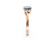 Solitaire Engagement Ring Setting for Fancy Blue Princess Cut Center with Plain Bypass Twist Band and Prong Head in Rose Gold
