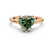 Solitaire Engagement Ring Setting for Fancy Green Heart-Shaped Center with Cathedral Band and Prong Head in Rose Gold