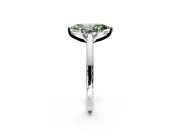 Solitaire Engagement Ring Setting for Fancy Green Marquise Center with Flat-Sided Plain Band and Prong Head in White Gold