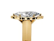 Halo Engagement Ring Setting for Marquise Center with Knife Ridge Cathedral Band and Prong Head in Yellow Gold