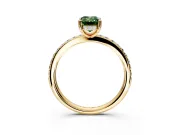 Solitaire Engagement Ring Setting for Fancy Green Emerald Cut Center with Fine Pave Band and Prong Head in Yellow Gold