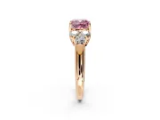 Cluster Engagement Ring Setting for Fancy Pink Cushion Cut Center with Round Cut Accent Frame and Prong Head in Rose Gold