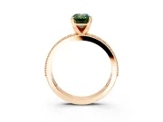 Milgrain Pave Engagement Ring Setting for Fancy Green Emerald Cut Center with Accent Band and Prong Head in Rose Gold