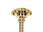 Halo Engagement Ring Setting for Fancy Yellow Round Cut Center with Milgrain Frame, Pave Band and Prong Head in Yellow Gold