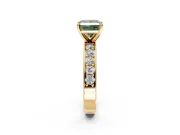 Solitaire Engagement Ring Setting for Fancy Green Princess Cut Center with Channel-Set Accents and Prong Head in Yellow Gold