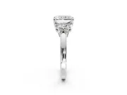 Solitaire Engagement Ring Setting for Radiant Cut Center with Marquise Flower Shoulders and Prong Head in Sterling Silver