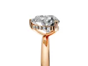 Hidden Halo Engagement Ring Setting for Heart-Shaped Center with Thin Round-Wire Band and Prong Head in Rose Gold