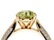 Solitaire Engagement Ring Setting for Fancy Yellow Round Cut Center with Multi-Row Accents and Prong Head in Yellow Gold