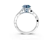 Solitaire Engagement Ring Setting for Fancy Blue Round Cut Center with Twisted Pave Split Shank and Prong Head in Platinum