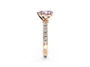 Open Basket Engagement Ring Setting for Fancy Pink Pear-Shaped Center with Pave Band and Prong Head in Rose Gold