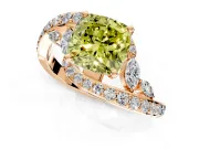 Solitaire Engagement Ring Setting for Fancy Yellow Cushion Cut Center with Pave Bypass Twist Band and Prong Head in Rose Gold