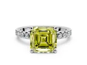 Solitaire Engagement Ring Setting for Fancy Yellow Asscher Cut Center with Large Accents and Prong Head in Platinum