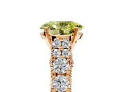 Solitaire Engagement Ring Setting for Fancy Yellow Oval Center with Pave Cathedral Shoulders and Prong Head in Rose Gold