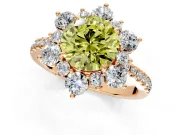 Floral Halo Engagement Ring Setting for Fancy Yellow Round Cut Center with Pave Accents and Prong Head in Rose Gold