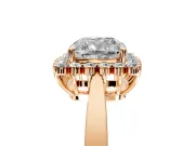 Starburst Halo Engagement Ring Setting for Cushion Cut Center with Flat Cathedral Band and Prong Head in Rose Gold