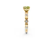 Solitaire Engagement Ring Setting for Fancy Yellow Cushion Cut Center with Beaded Bezel Station Band and Prong Head in Yellow Gold