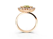 Halo Engagement Ring Setting for Fancy Yellow Round Cut Center with Milgrain Bezel Rim, Plain Band and Prong Head in Rose Gold