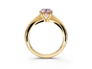 Solitaire Engagement Ring Setting for Fancy Pink Oval Center with Reverse Tapered Band and Prong Head in Yellow Gold