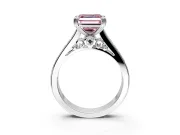 Solitaire Engagement Ring Setting for Fancy Pink Asscher Cut Center with Channel Band and Double Claw Prong Head in Sterling Silver