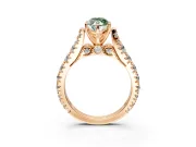 Solitaire Engagement Ring Setting for Fancy Green Marquise Center with Pave Cathedral Shoulders and Prong Head in Rose Gold