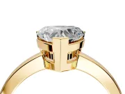 Solitaire Engagement Ring Setting for Heart-Shaped Center with Plain Band and Flat Tab Prong Head in Yellow Gold