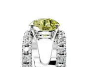Solitaire Engagement Ring Setting for Fancy Yellow Round Cut Center with Wide-Open Split Shank and Prong Head in White Gold