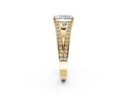 Split Shank Engagement Ring Setting for Radiant Cut Center with Pave Split Shank and Prong Head in Yellow Gold