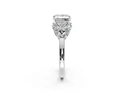 Leaf Cluster Engagement Ring Setting for Princess Cut Center with Marquise Accents and Prong Head in Platinum