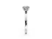Solitaire Engagement Ring Setting for Cushion Cut Center with Thin Rounded Plain Band and Prong Head in Sterling Silver