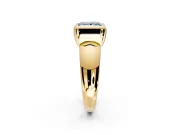 Solitaire Engagement Ring Setting for Fancy Blue Princess Cut Center with Wide Band and Bezel Head in Yellow Gold