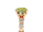 Solitaire Engagement Ring Setting for Fancy Yellow Cushion Cut Center with Bezel-Dot Beaded Band and Prong Head in Rose Gold