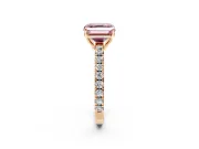 Solitaire Engagement Ring Setting for Fancy Pink Asscher Cut Center with Large Accent Band and Prong Head in Rose Gold
