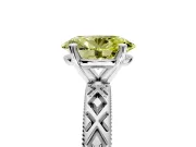 Solitaire Engagement Ring Setting for Fancy Yellow Oval Center with Milgrain X Pattern Band and Prong Head in Sterling Silver